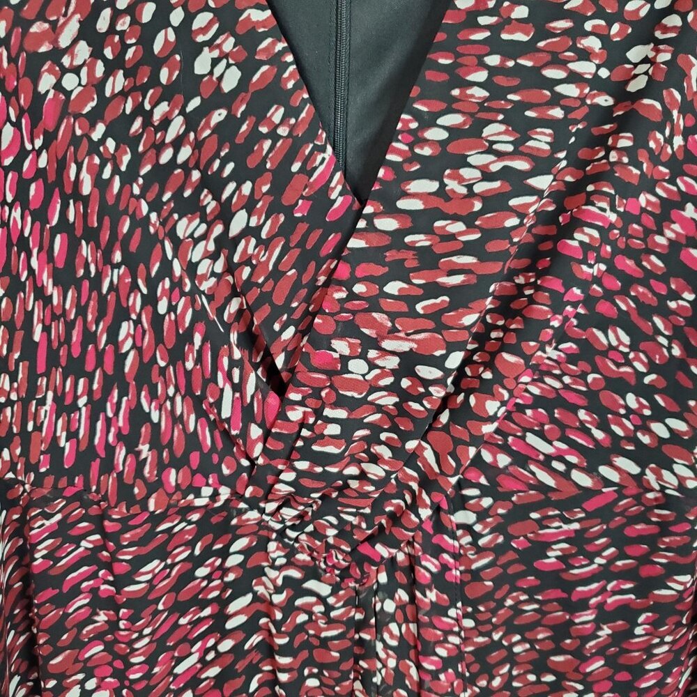 Lane Bryant Size 20 Dress Chiffon Faux Wrap Lined 3/4 Sleeve Flowy Lined Midi - Picture 9 of 10